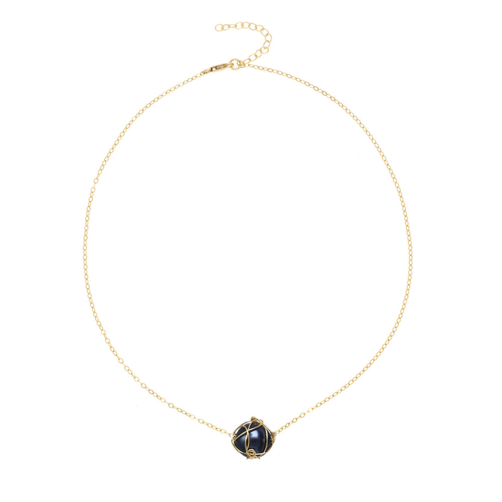 Dark Wrapped Pearl Necklace