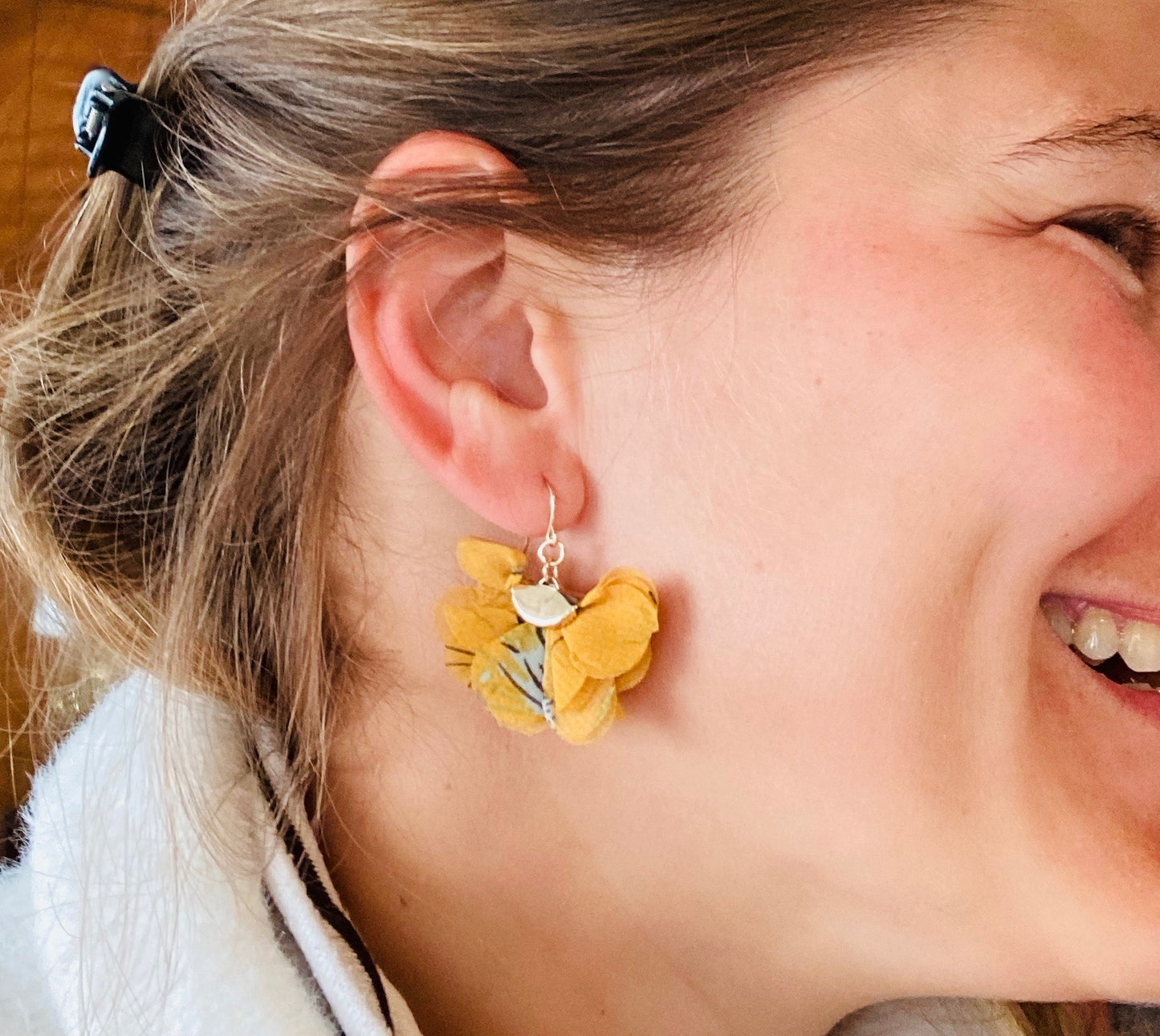 Mustard Floral Fan Earrings