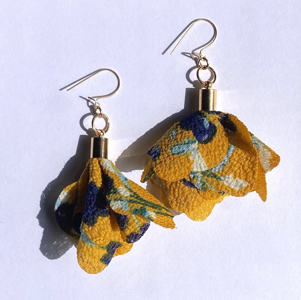 Mustard Floral Cluster Earrings