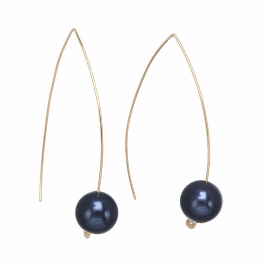 Dark Pearl Wishbone Earrings