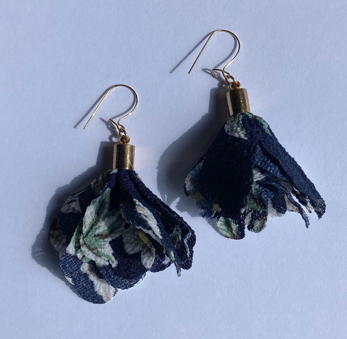 Navy Floral Cluster Earrings